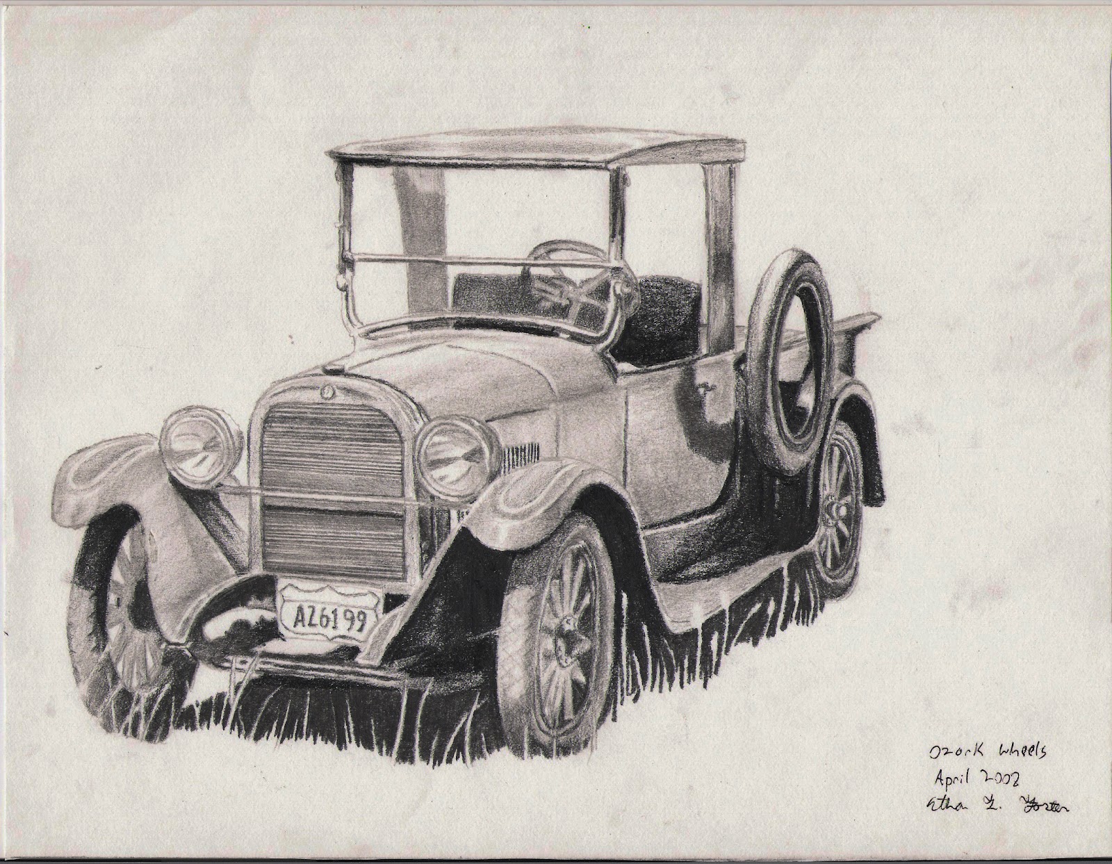 1600x1243 Old Forest Service Car, In Hb, B3, And Mech. Pencil E.t. Foster
