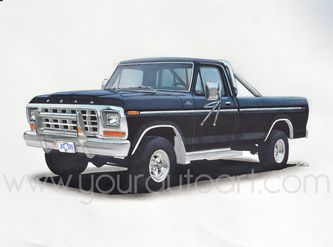 333x247 1979 Ford F150 Car Art Drawing Pickup Truck Art Drawings
