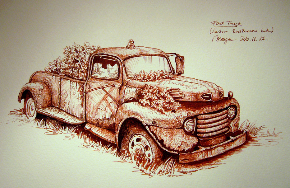 933x604 Rusty Ford Truck Old Ford Sketch Into Maruman F4 S84