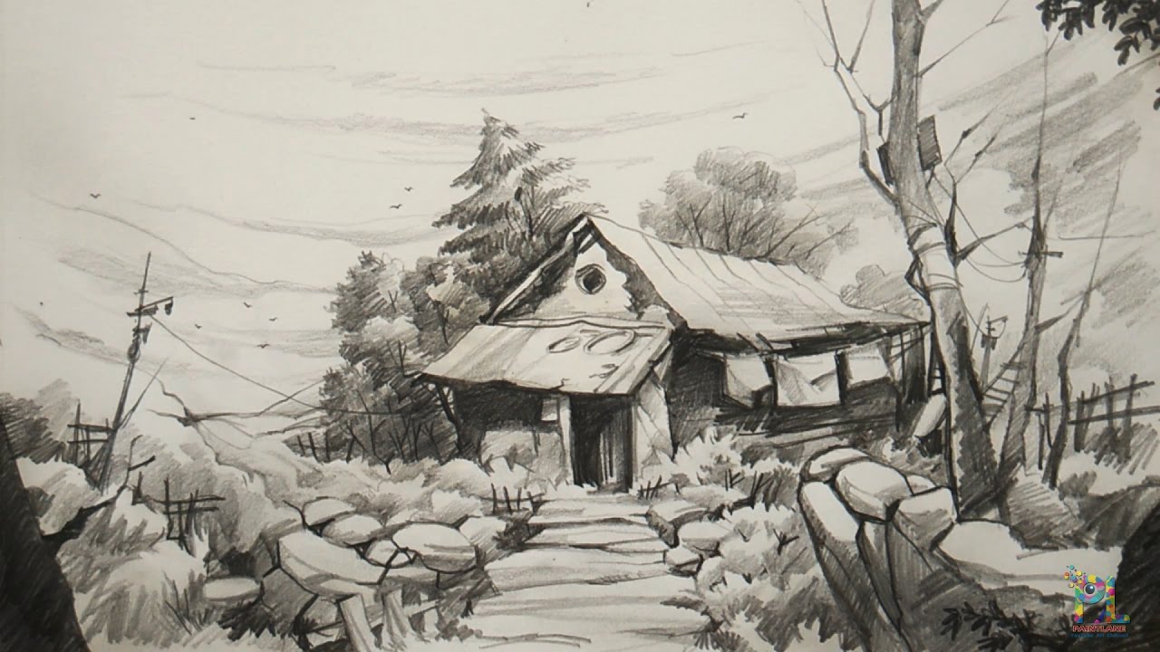 1280x720 How To Draw And Shade Old House For Beginners With Pencil Pencil