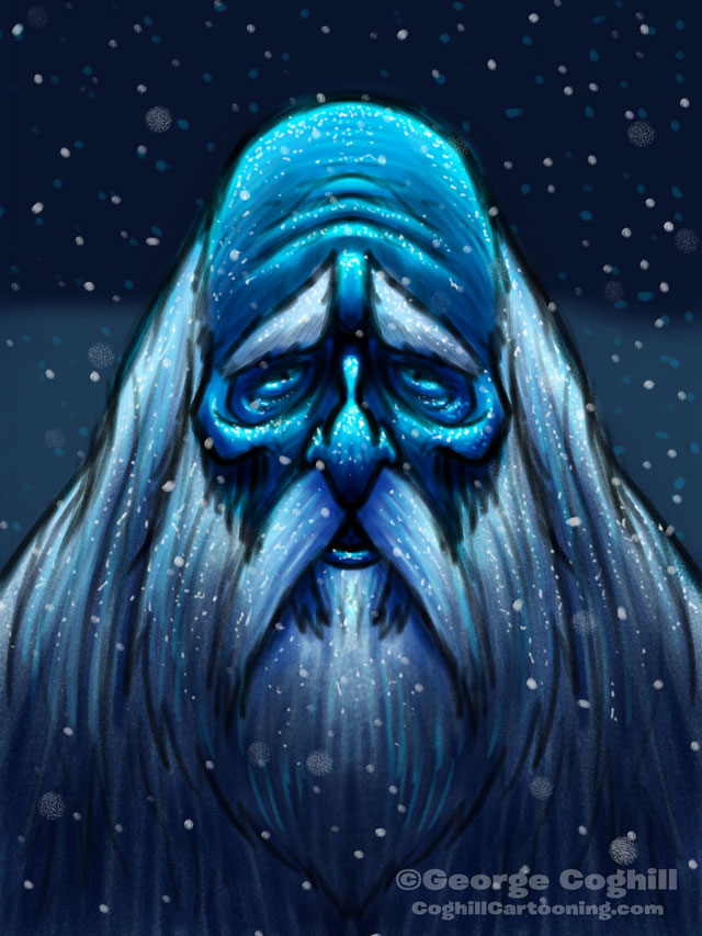 640x853 Old Man Winter Cartoon Character Sketch