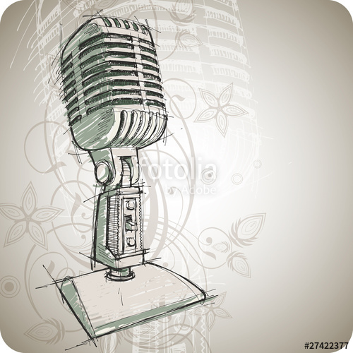500x500 Vector Classic Microphone Amp Floral Background Stock Image