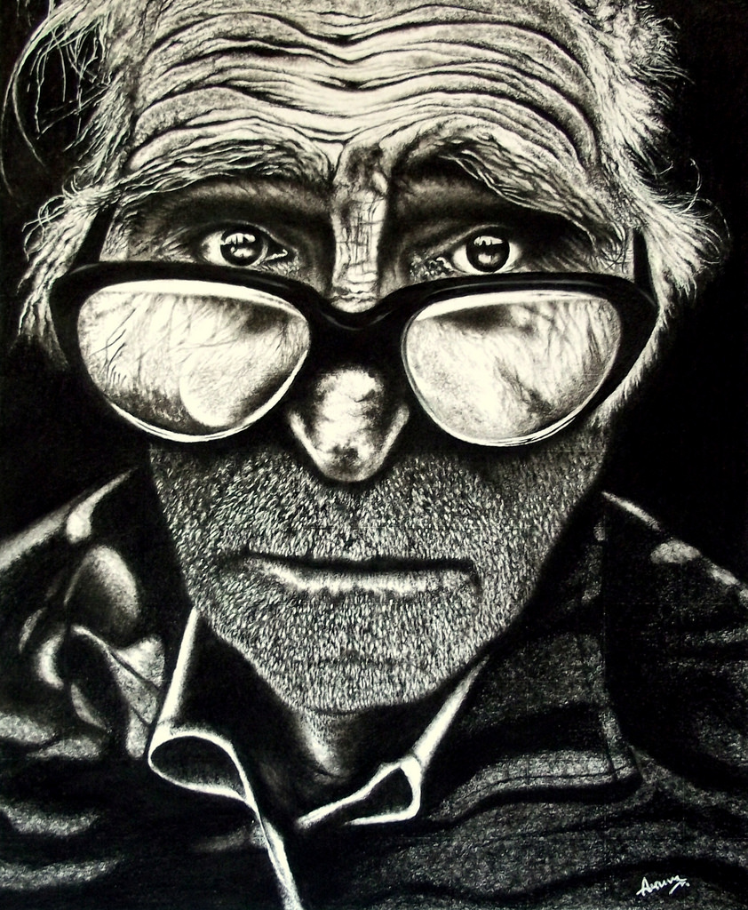 842x1024 Charcoal Drawing Face Of An Old Man. Hello Friends