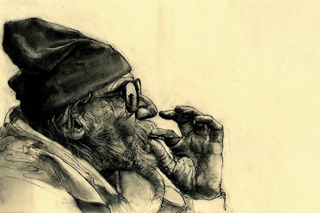 640x427 Smoke Old Man Portrait People Art Painting Drawing Rw140 Living