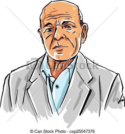 440x470 Hand Drawn Old Man Illustration On White Background, Vectors