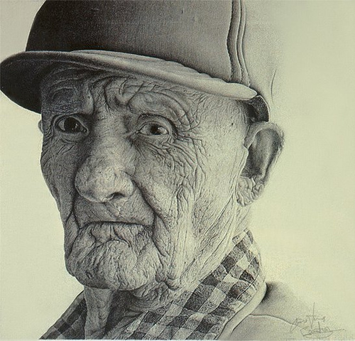 500x480 Old Man Drawing Pencil On Paper. Gustave Canelli