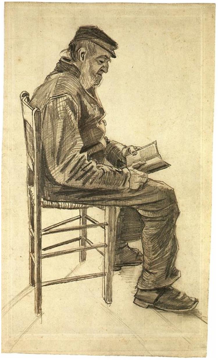 750x1238 Old Man Reading By Vincent Van Gogh