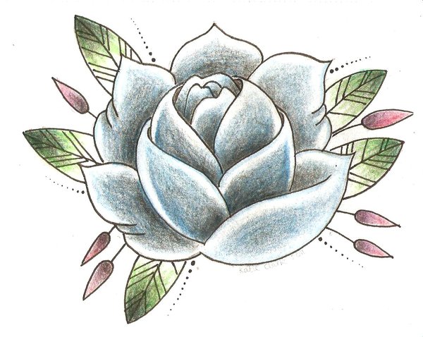 600x478 Blue Old School Rose By Katiematie