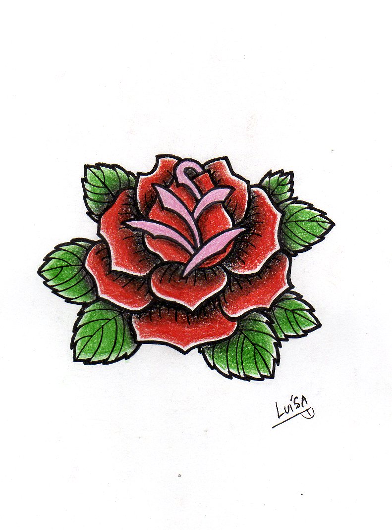 791x1071 Rose Tattoo Study, Old School. De Cornanquim Preto