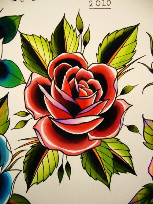 500x667 Rose Old School Tattoo