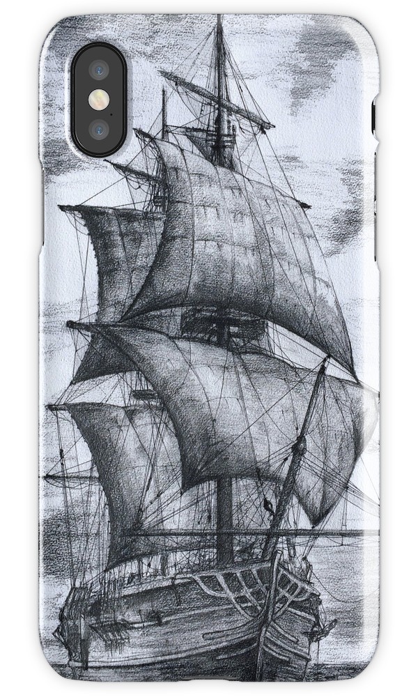 600x1000 Old Ship Drawing Iphone Cases Amp Skins By Ksova Redbubble