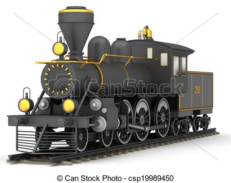 450x357 Old Steam Train Isolated On White Background Stock Illustrations