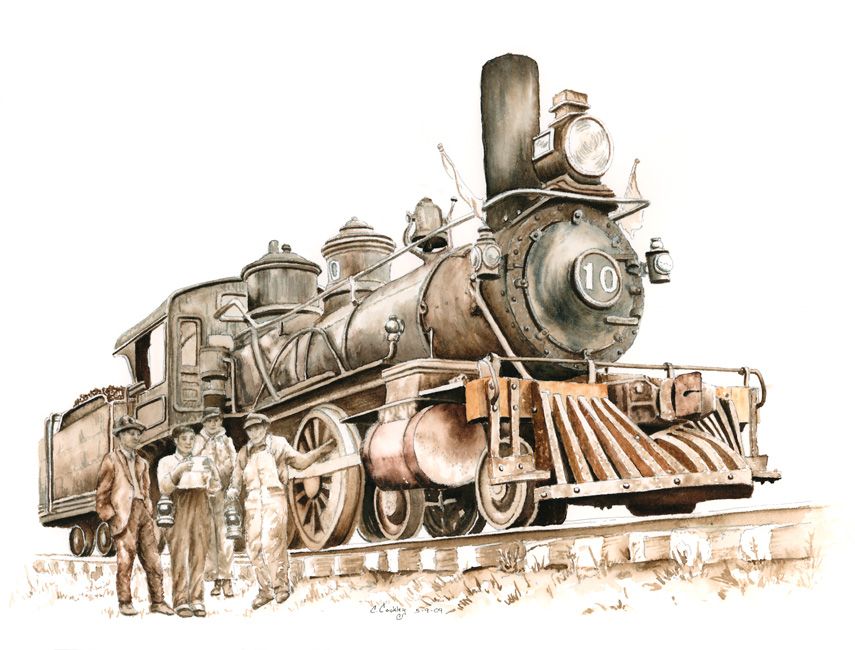 855x650 Old Steam Trains Pencil Drawings