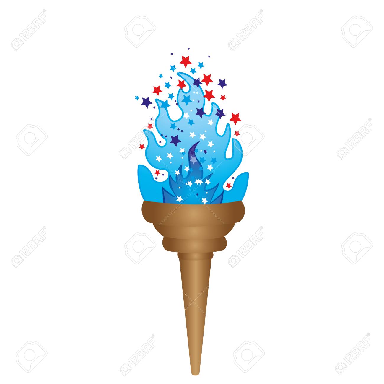 1300x1300 Olympic Torch With Blue Flame Vector Illustration On White