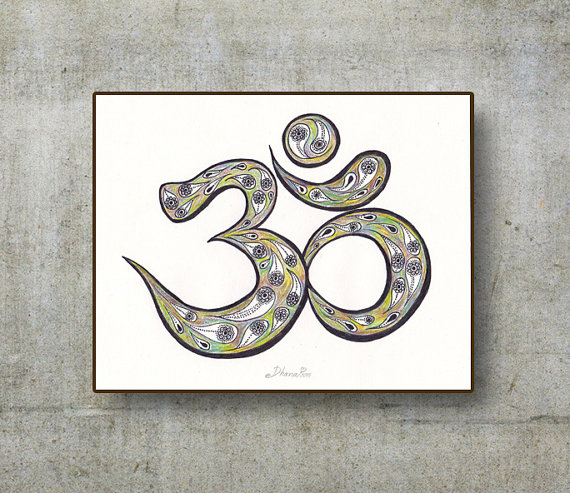 570x493 Om Aum Drawing Print Canvas Fine Art Print Om Yoga Poster