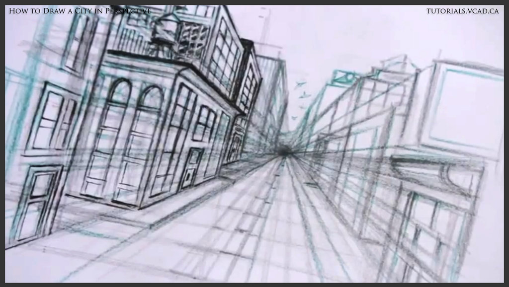 1024x578 How To Draw A City In One Point Perspective 028 By Drawingcourse