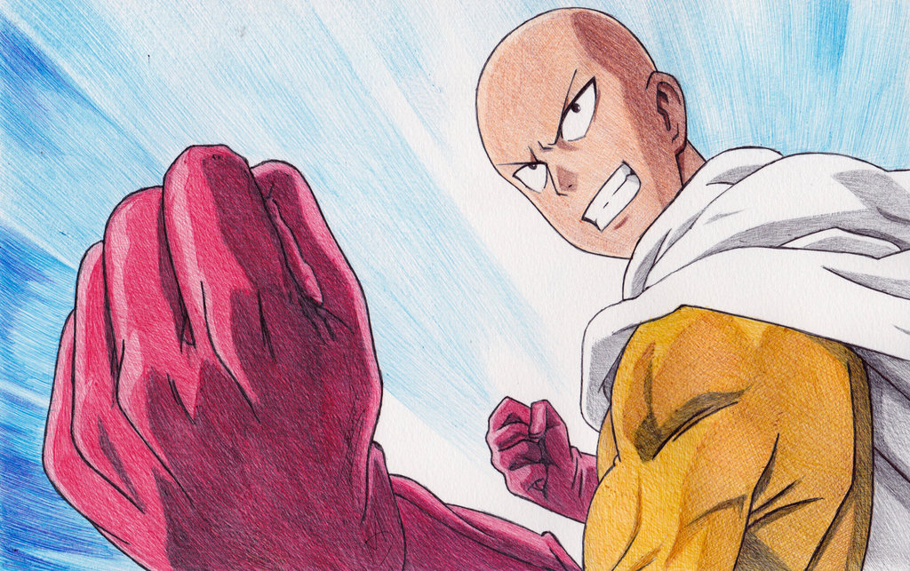 1024x643e Punch Man Ballpoint Pen Drawing By Demoose21