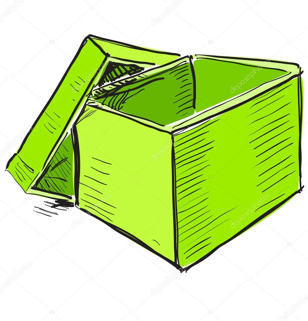 980x1023 Open Box In Green Color Stock Vector Chuhail