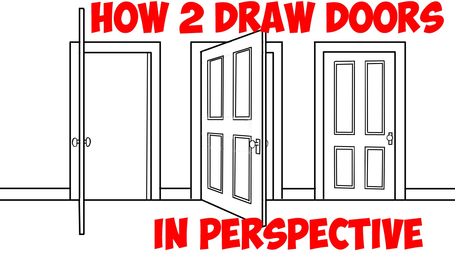 1500x844 How To Draw An Open Door (Opening Doors) In 2 Point Perspective