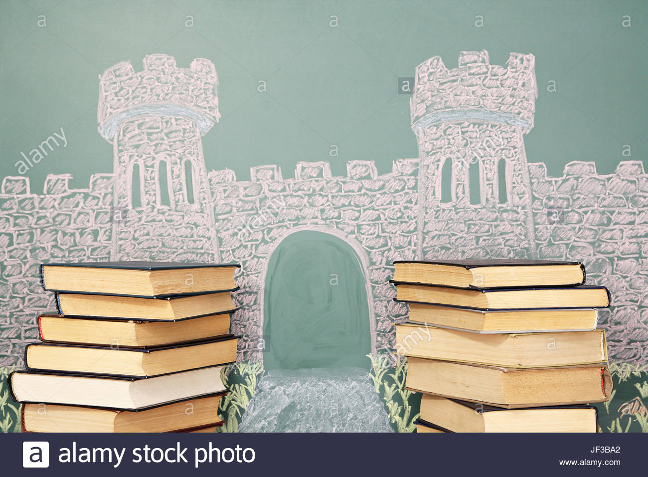 1300x956 Unusual Education Concept. Chalk Drawing Of Castle With Open Gate