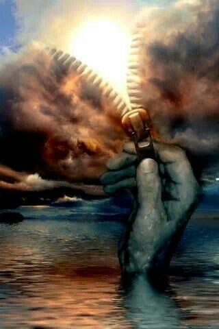 320x480 Zipper, Hand, Clouds, Sun, Water, Sparkle, Reflections, Fantasy