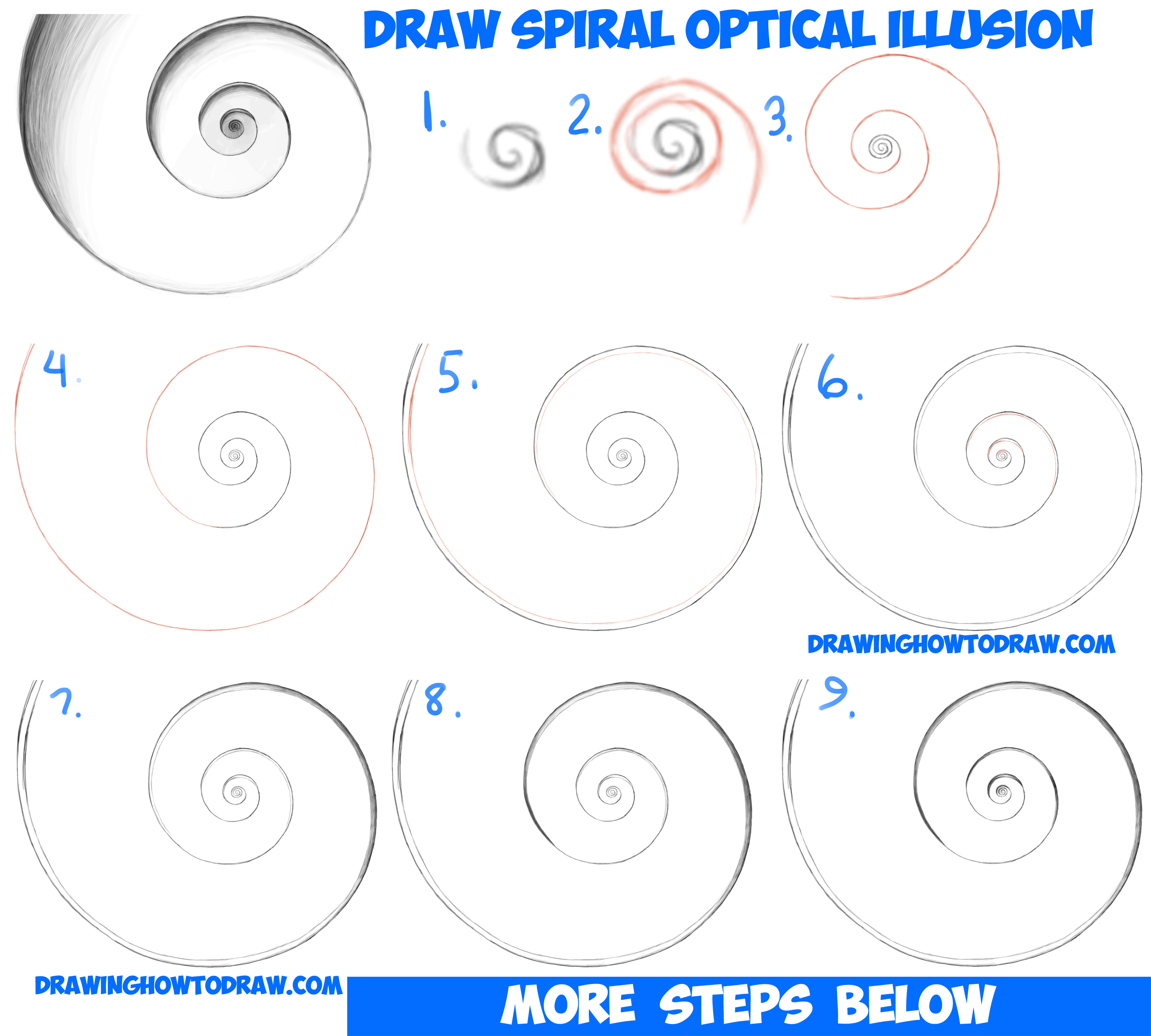 2500x2249 How To Draw Easy Optical Illusions Step By Step How To Draw Spiral