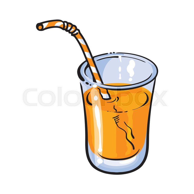 800x800 Realistic Colorful Hand Drawn Glass Of Freshly Squeezed Orange