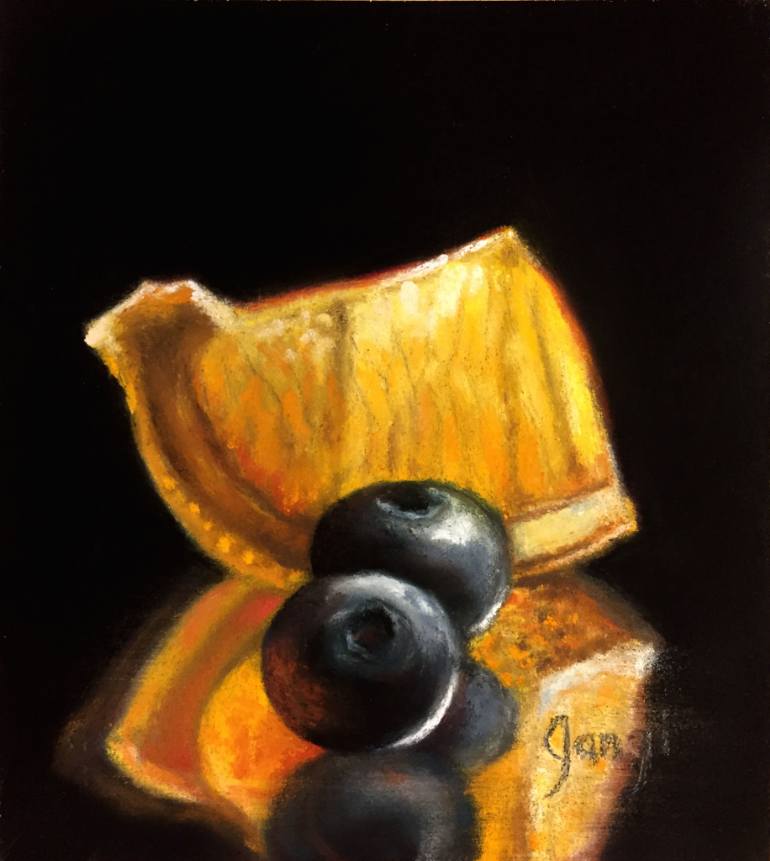 770x861 Saatchi Art Two Blueberries Amp Orange Slice Drawing By Nicora Gangi