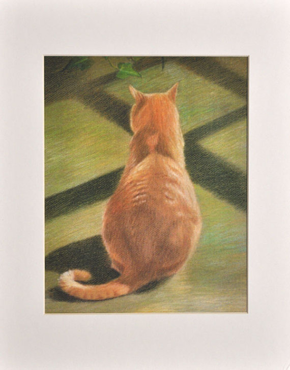 570x728 Orange Tabby Cat Art Orange Tabby Cat Print Tabby Cat