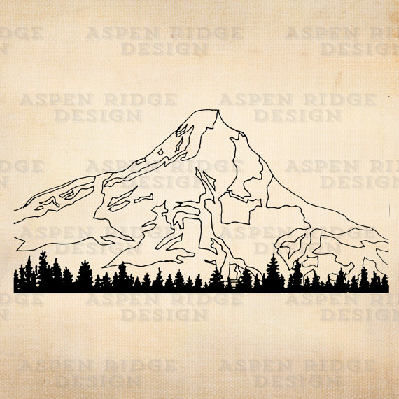 570x570 Mt. Hood Ii Digital Instant Download Vector Clip Art Oregon