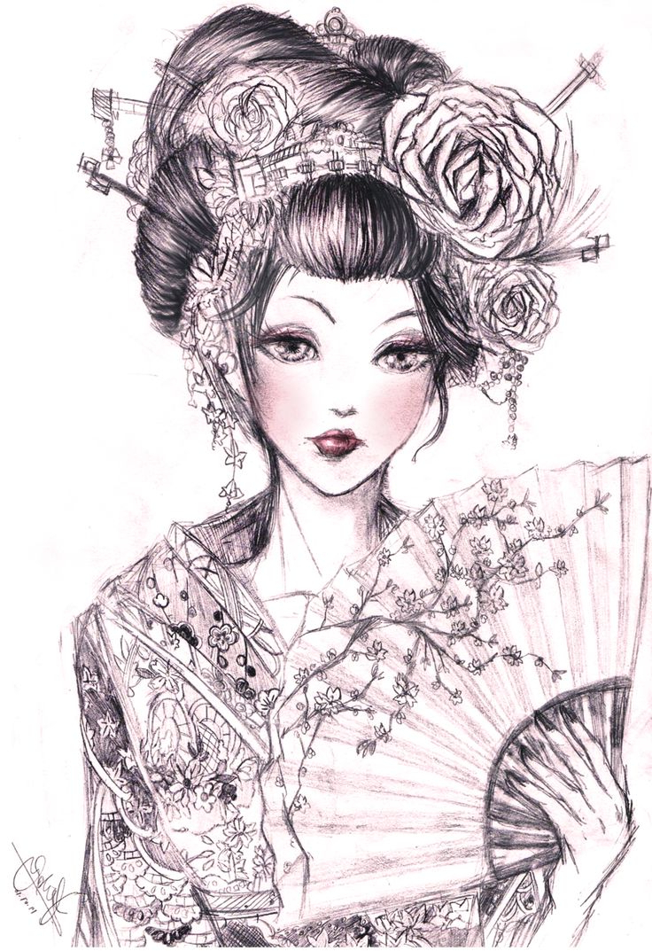 736x1073 Beautiful Traditional Girl Drawing Best Geisha Drawing Ideas