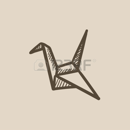450x450 Origami Bird Vector Sketch Icon Isolated On Background. Hand