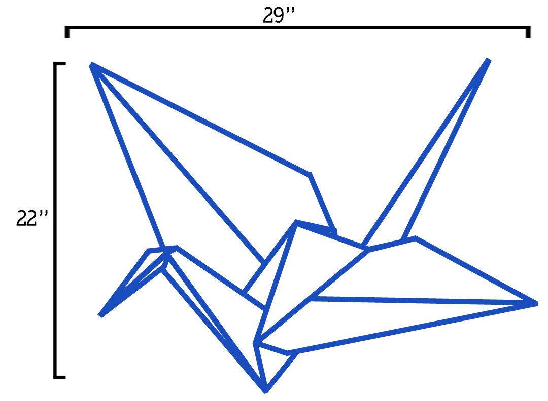 1080x792 Origami Crane Wall Decal Large Size Origami Crane Bird Wall