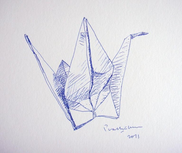 640x540 Drawing Origami Crane Pabha