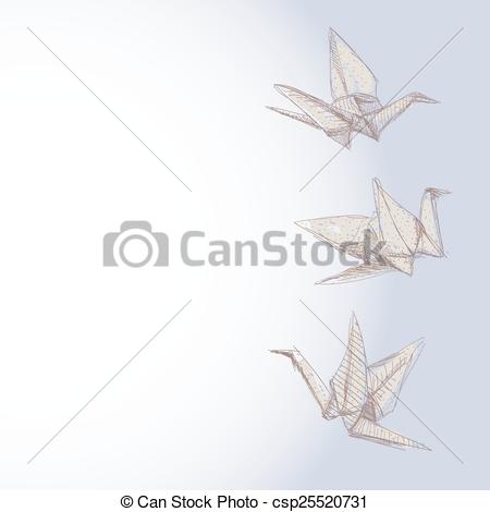 450x470 Origami Crane Sketch