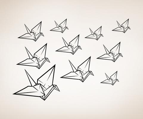 480x401 Origami Drawing Origami Crane Drawing Ideas