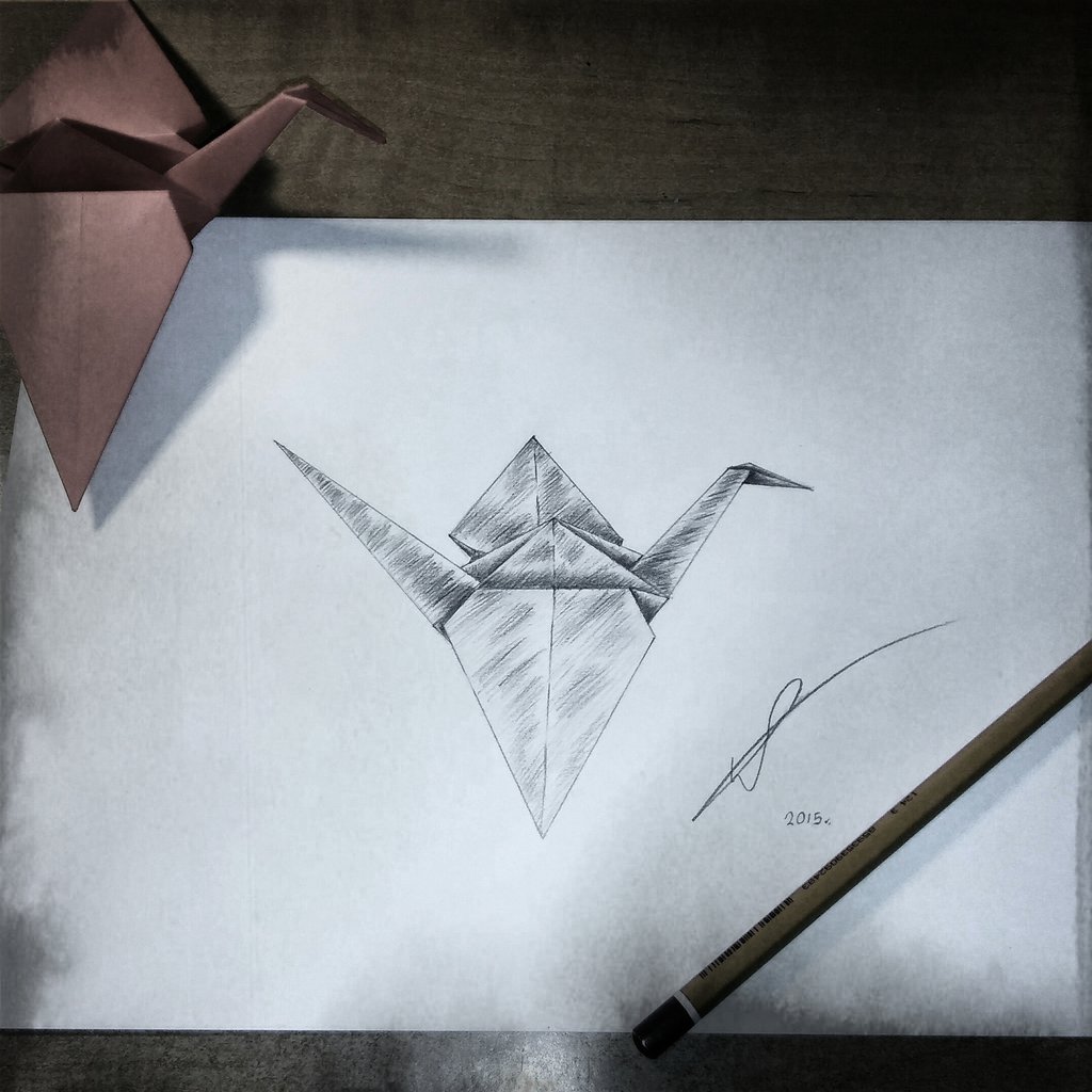 1024x1024 Origami Crane Sketch By Endlessbloody