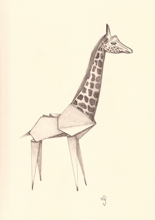 494x699 Drawing, Giraffe, Origami, Origami Giraffe, Pencil, Sketch