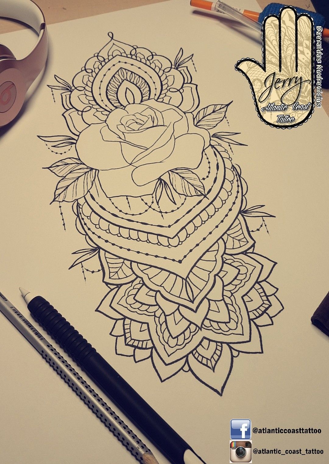 1080x1520 Beautiful Rose Tattoo Idea Design For A Thigh Arm By Dzeraldas