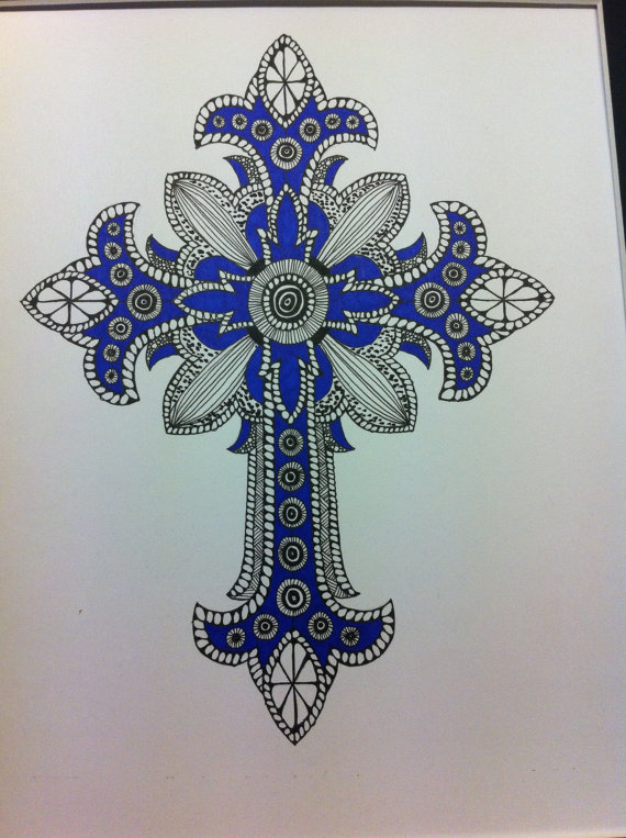 570x763 Zentangle Inspired Art Ornate Cross Drawing