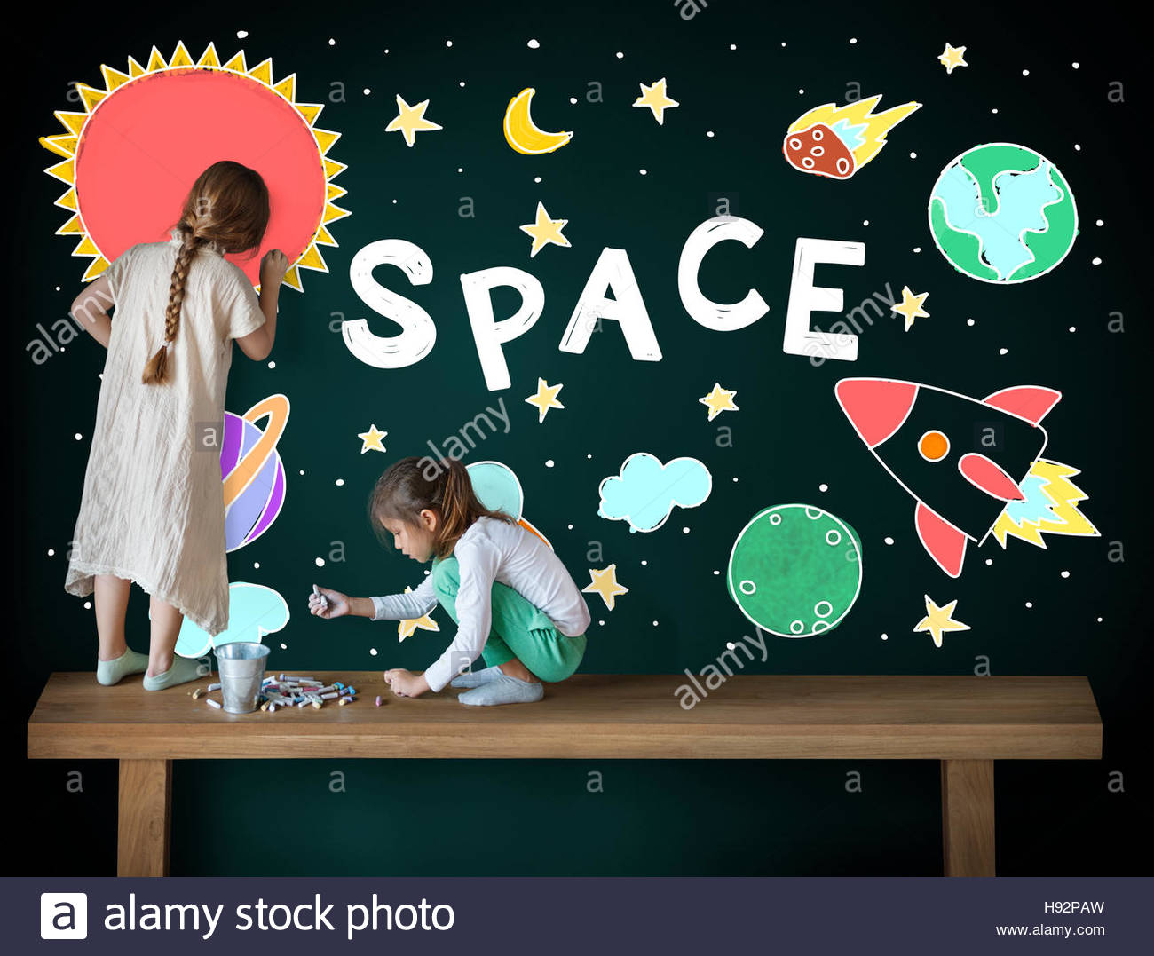 1300x1077 Outer Space Icons Drawing Graphics Concept Stock Photo 126065937