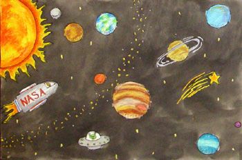 350x232 Outer Space Watercolor Wax Resist. Students Create An Outerspace