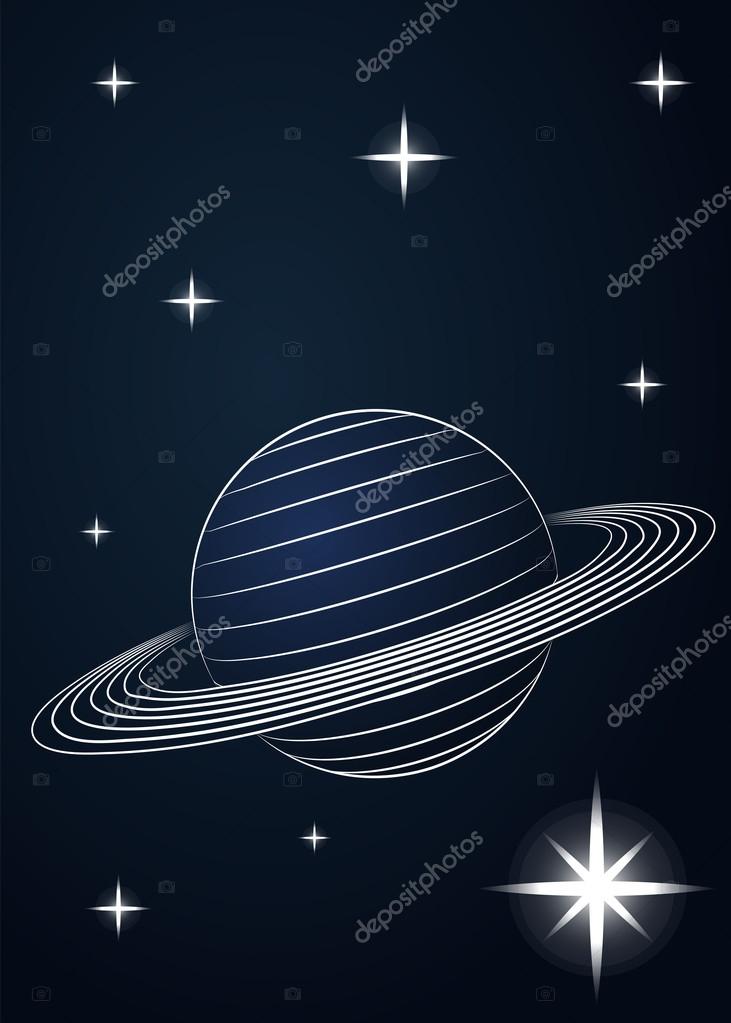 731x1023 Saturn Planet Drawing In Outer Space Vector Stock Vector Adikk