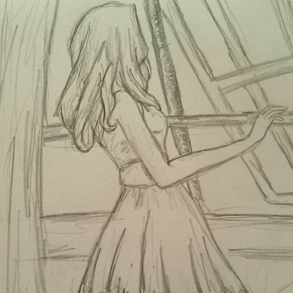 600x600 Girl Looking Outside Drawing By Smileydina1