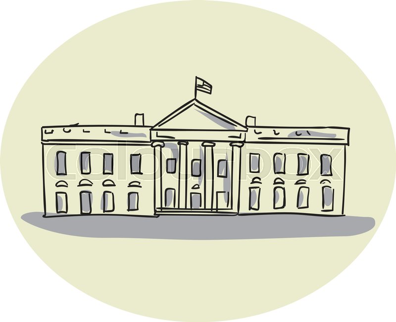 800x651 Drawing Sketch Style Illustration Of The White House Building Set