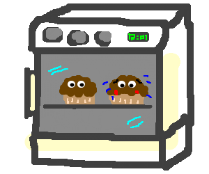 300x250 Two Muffins In An Oven. One Is Hot.