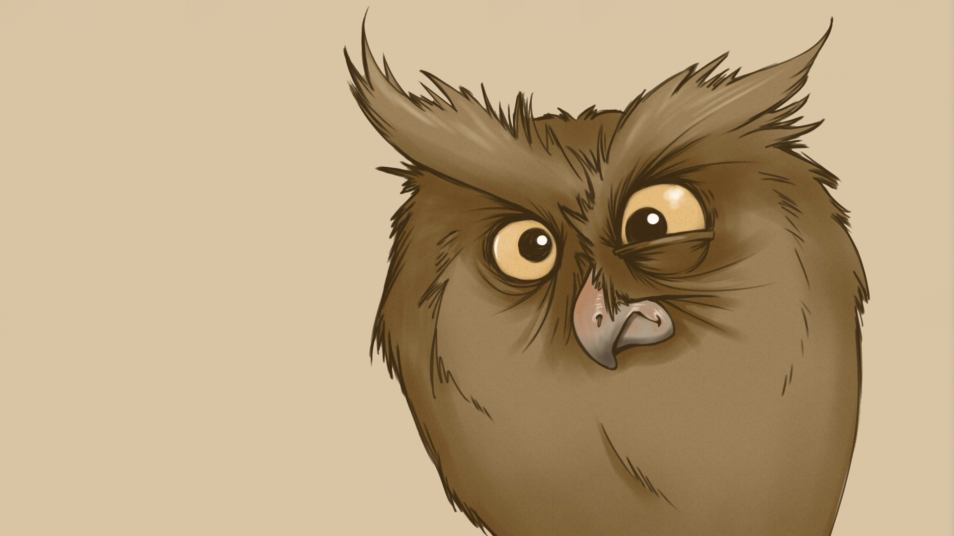 1920x1080 Download Wallpaper 1920x1080 Owl, Eyes, Surprise, Drawing Full Hd