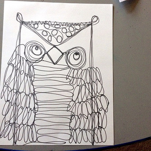 500x500 Stephanie Shepherd Continuous Line Art Drawing Owls