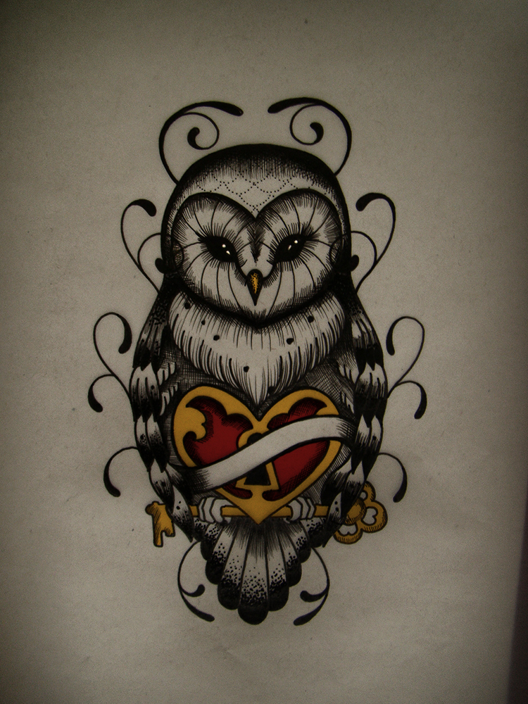 750x1000 Owl Drawing Heart By Frah