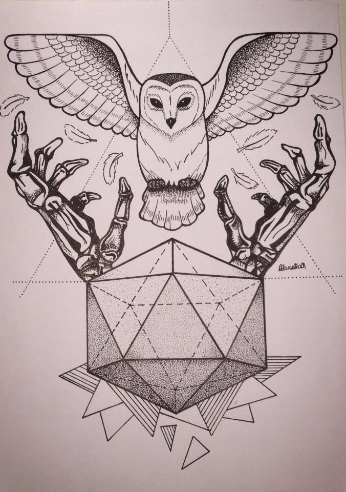 676x960 Owl And Skeleton Hands Tattoo Design By Spidersonyourhead